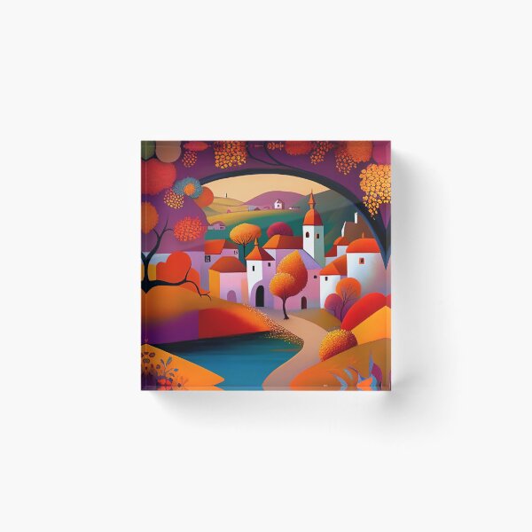 Item preview, Cute little village painting, little village art designed and sold by Orianah.