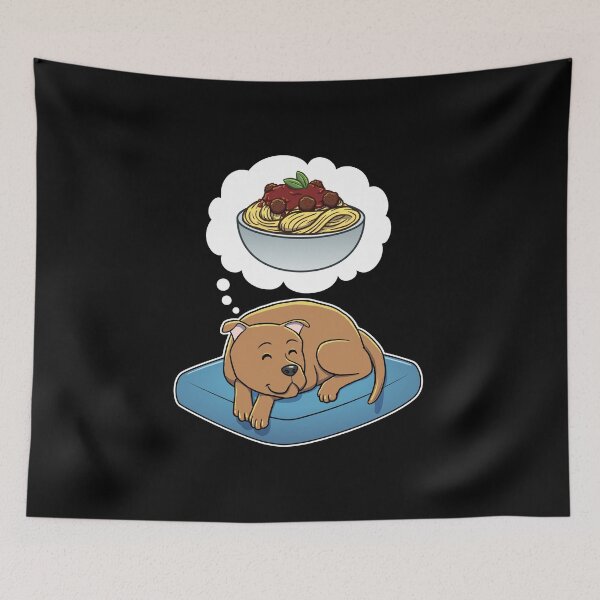 Artikelvorschau, Staffordshire Bull Terrier dreaming about Spaghetti Meatballs entworfen und verkauft von DoggieDelights.