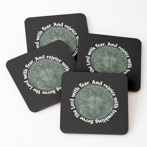 Item preview, Serve the Lord with fear, and rejoice with trembling green stained glass rose window design designed and sold by NonPCTruths.
