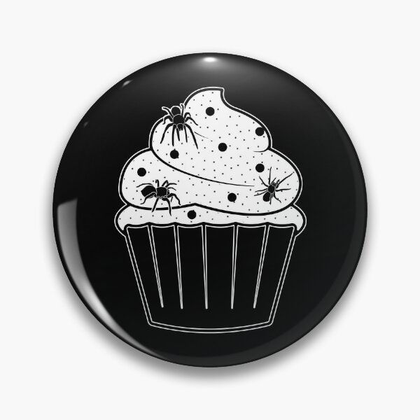 Item preview, Gothic Cupcake Pastry Lover Black White Stripes Pattern Black Spiders Sweets designed and sold by SoccaTamam.