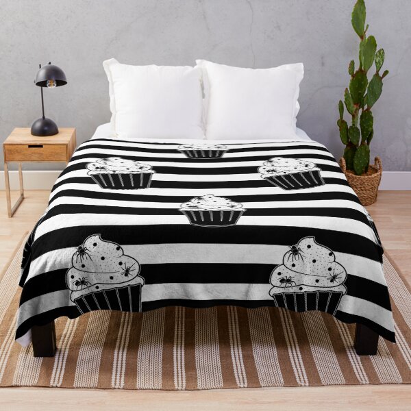 Item preview, Gothic Cupcake Pastry Lover Black White Stripes Pattern Black Spiders Sweets designed and sold by SoccaTamam.