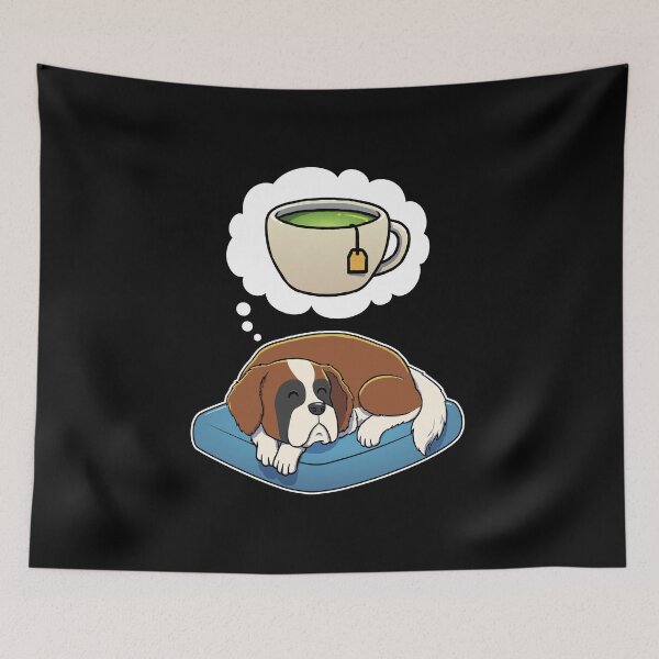 Item preview, St Bernard dreaming about Green Tea designed and sold by DoggieDelights.