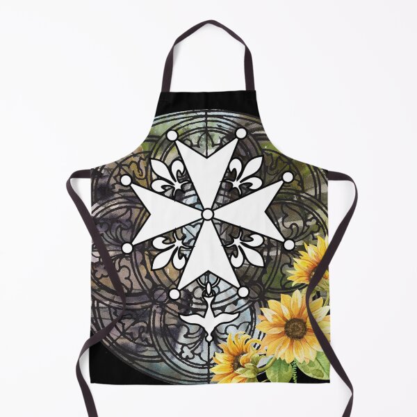 Item preview, Huguenot cross with dove and sunflowers waterfall stained glass rose window design designed and sold by NonPCTruths.