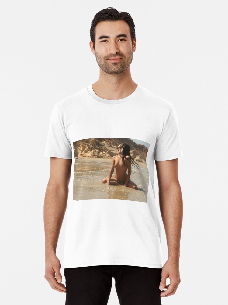 naked woman on the beach | Premium T-Shirt