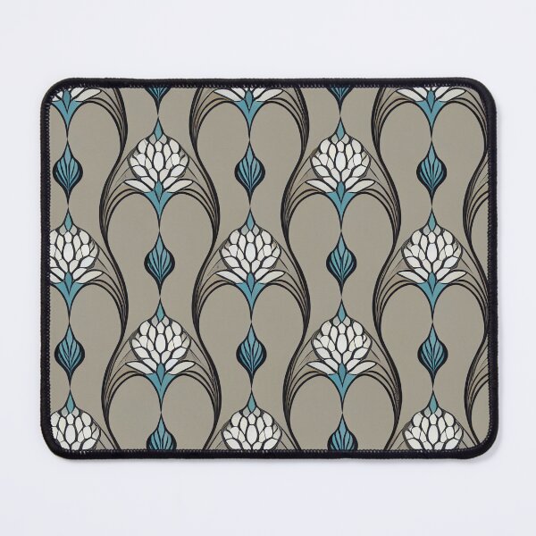Item preview, Geometric grey blue and white flowers designed and sold by YeKnot.