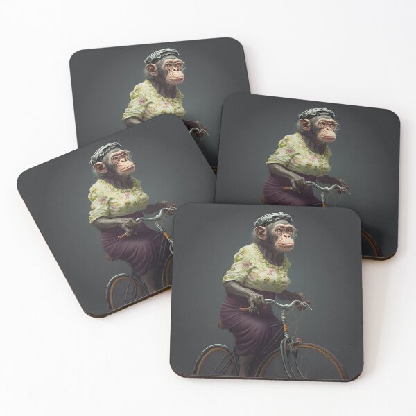 Item preview, Monkey Lady on a bike illustration designed and sold by EmeraldeaArt.