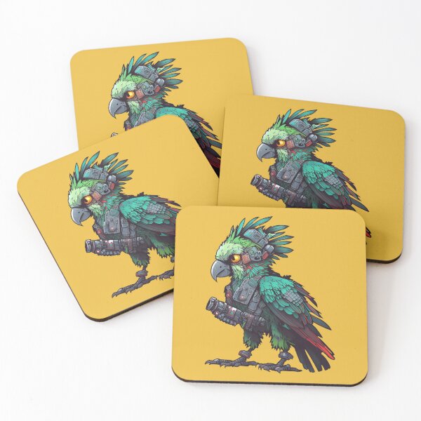 Item preview, Badass Robotic Cyberpunk Parrot - Cartoon Characters designed and sold by quick-drops.