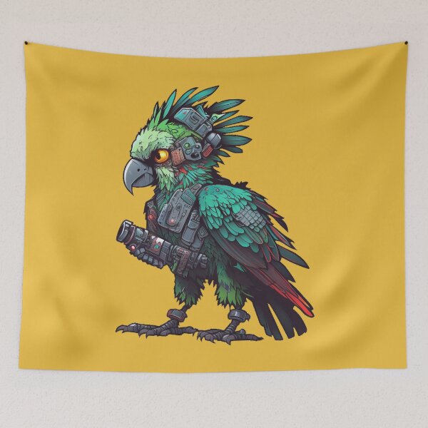 Item preview, Badass Robotic Cyberpunk Parrot - Cartoon Characters designed and sold by quick-drops.