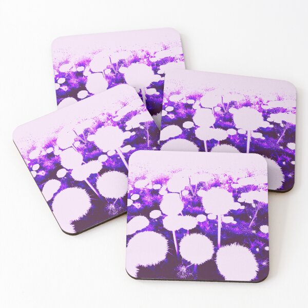 Item preview, White Abstract Dandelions with Purple designed and sold by asurtiumgreen.