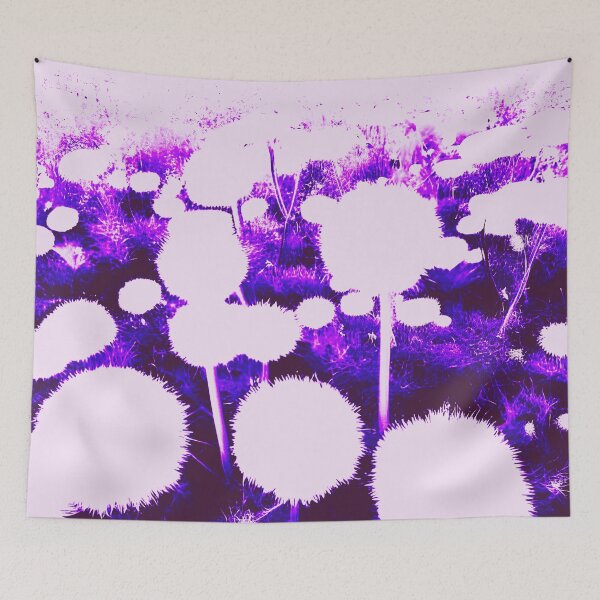 Item preview, White Abstract Dandelions with Purple designed and sold by asurtiumgreen.