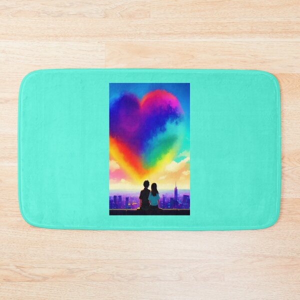 Item preview, A gay queer lgbt couple in love Valentine's Day with a rainbow heart designed and sold by rockate.