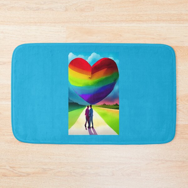 Item preview, A gay queer lgbt couple of men in love Valentine's Day with a large rainbow heart designed and sold by rockate.