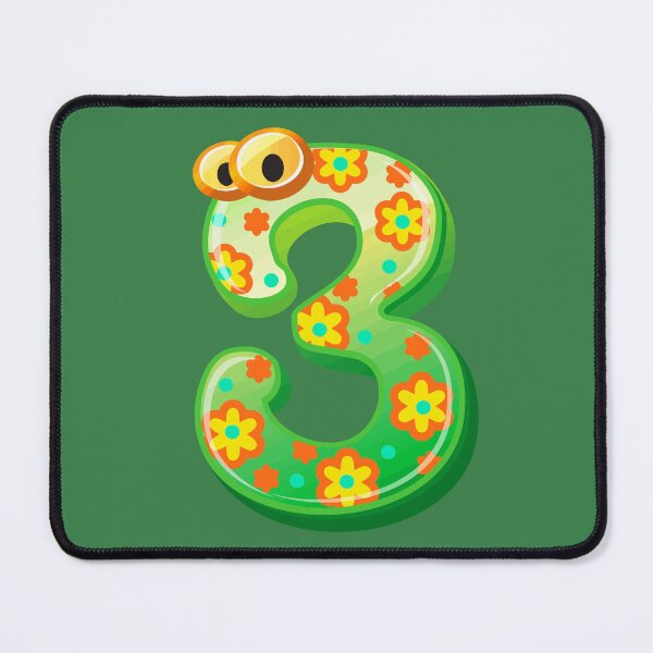 Item preview, Letter 3 with Green and yellow flowers designed and sold by Mahe-Art.