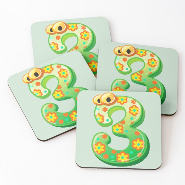 Item preview, Letter 3 with Green and yellow flowers designed and sold by Mahe-Art.