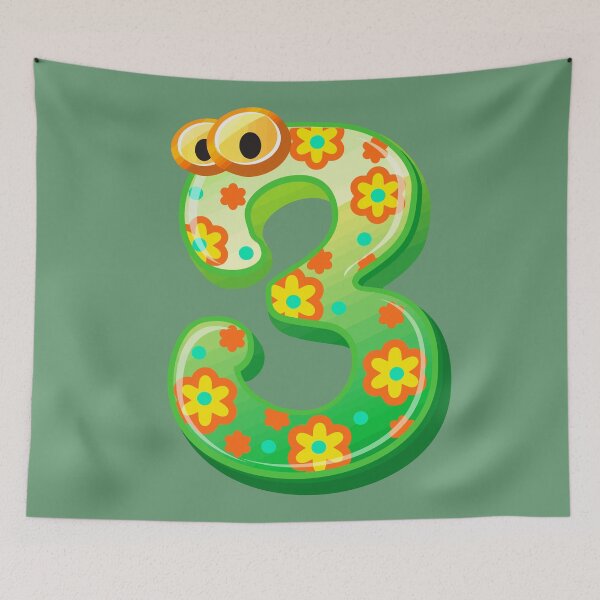Item preview, Letter 3 with Green and yellow flowers designed and sold by Mahe-Art.