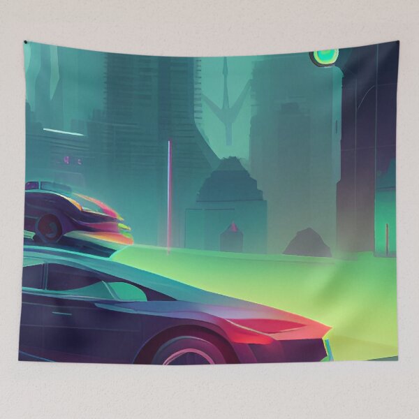 Item preview, Cyberpunk Tesla in Future Metropolis designed and sold by fergyfilms.