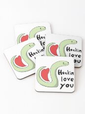 Heckin Love You - Tiny Snek Comics Coasters