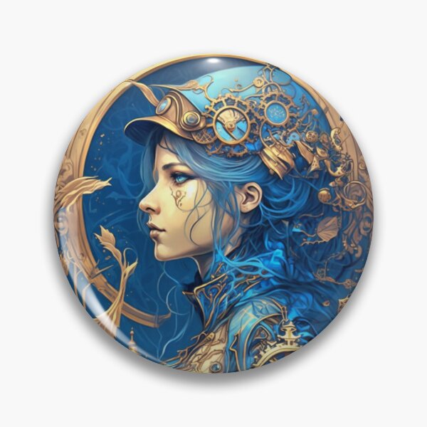 Item preview, Steampunk Golden Blue Woman - A fusion of old and new technology designed and sold by SMCLN.
