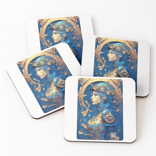 Item preview, Steampunk Golden Blue Woman - A fusion of old and new technology designed and sold by SMCLN.
