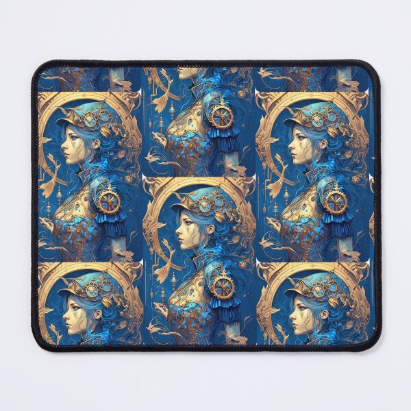Item preview, Steampunk Golden Blue Woman - A fusion of old and new technology designed and sold by SMCLN.