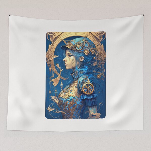 Item preview, Steampunk Golden Blue Woman - A fusion of old and new technology designed and sold by SMCLN.
