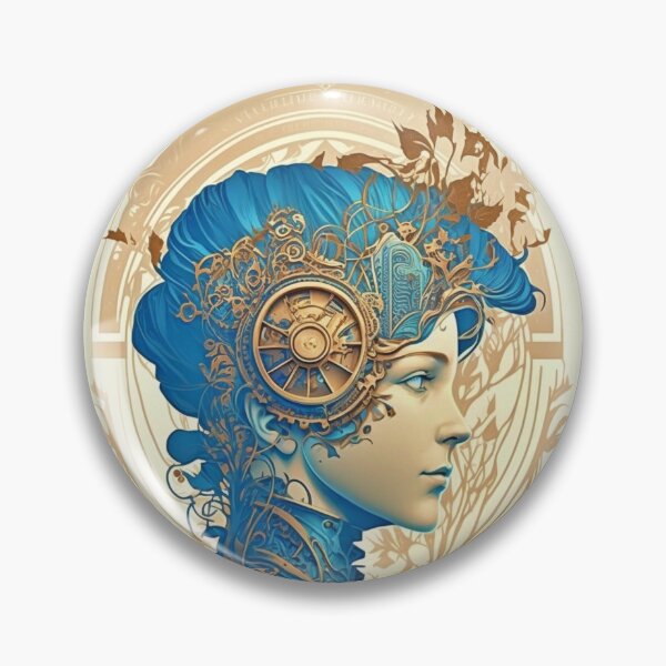 Item preview, Steampunk Golden Blue Woman 2 - A fusion of old and new technology designed and sold by SMCLN.