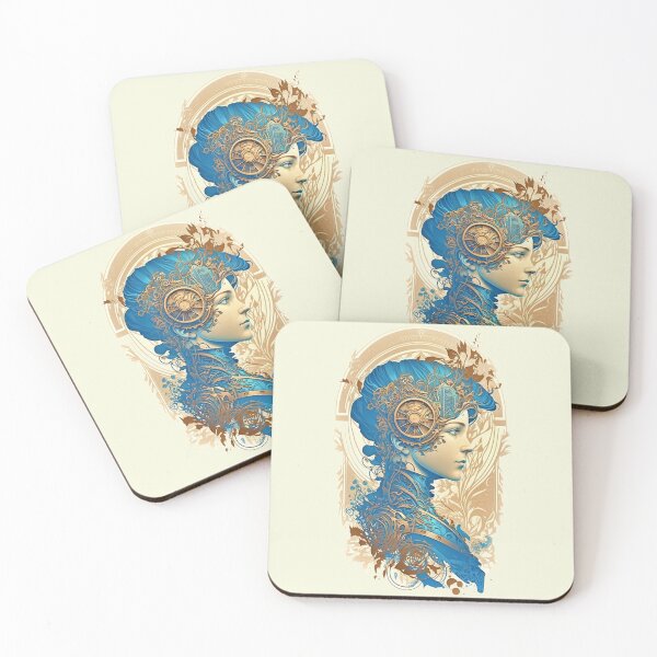 Item preview, Steampunk Golden Blue Woman 2 - A fusion of old and new technology designed and sold by SMCLN.