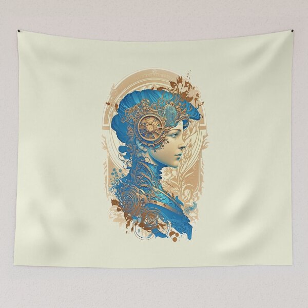 Item preview, Steampunk Golden Blue Woman 2 - A fusion of old and new technology designed and sold by SMCLN.