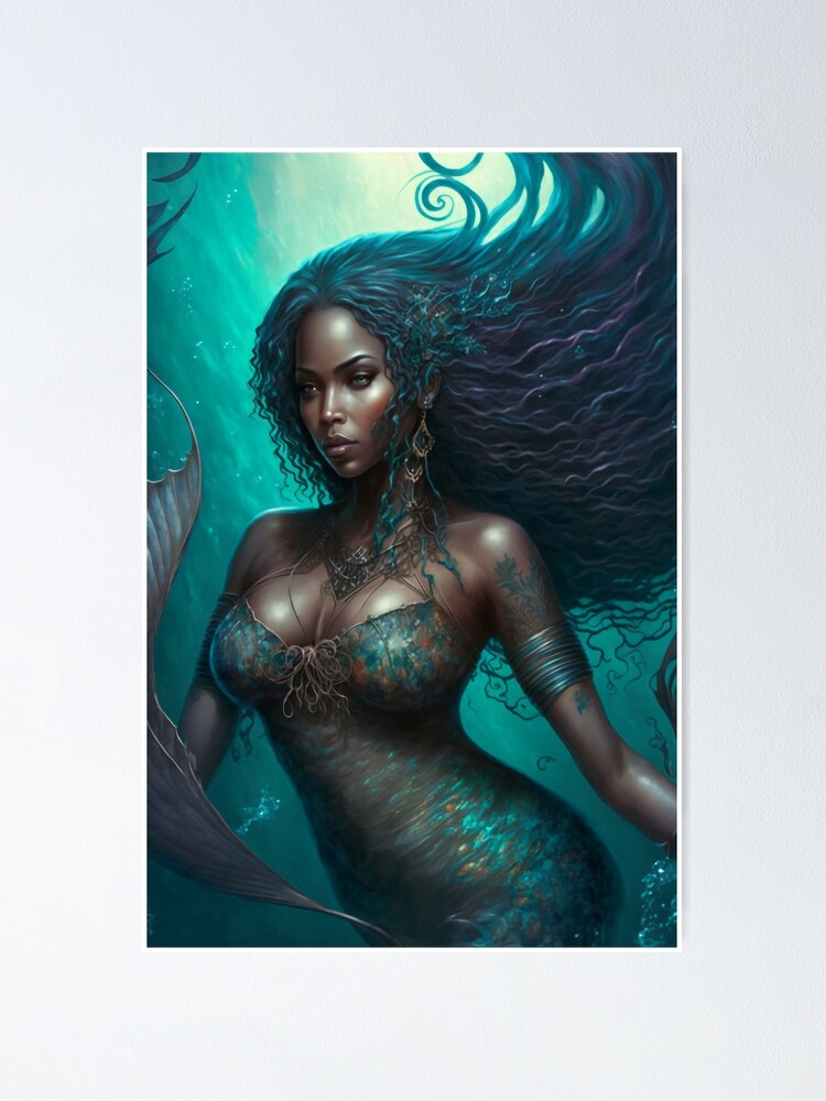 Wise & Magical Enchanted Turquoise Iridescent Mermaid (aka Siren and Neried)  Poster for Sale by Dragonstrom