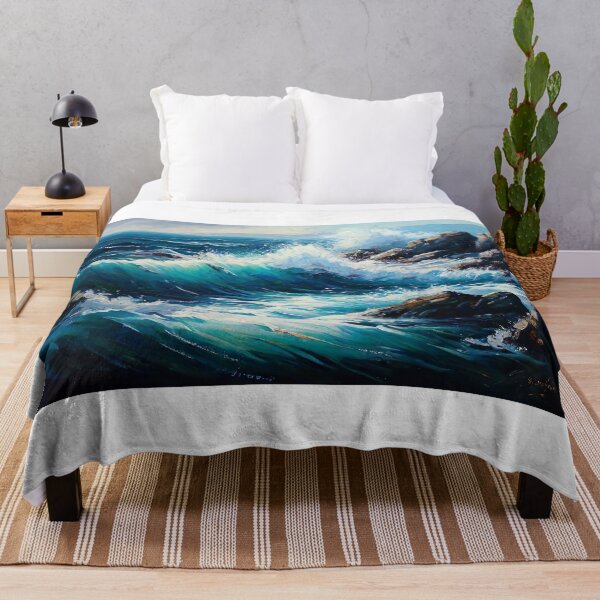 Aperçu de l'œuvre Ocean Waves on Rock: Une peinture à l'huile au couteau à palette créée et vendue par unusualstandout.