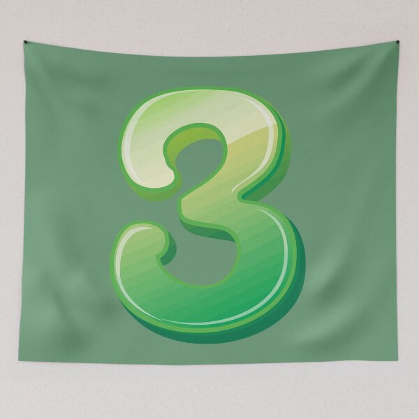 Item preview, Letter 3 with Green and yellow flowers designed and sold by Mahe-Art.
