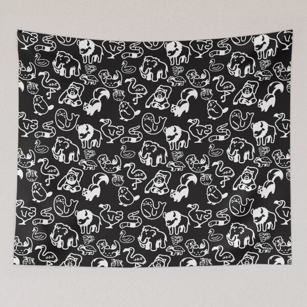 Item preview, Animals pattern,monochrome,cute animals of the world, wildlife lover, kawaii animals, black and white pattern, animal fan gift designed and sold by allycat57.