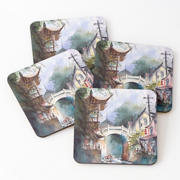 Item preview, Watercolor asian town designed and sold by MaryWatercolor.