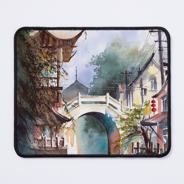 Item preview, Watercolor asian town designed and sold by MaryWatercolor.