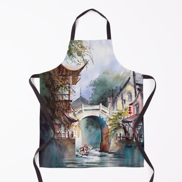 Item preview, Watercolor asian town designed and sold by MaryWatercolor.