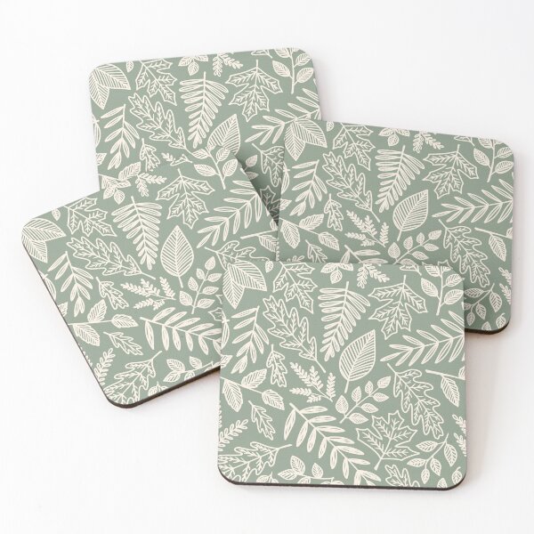 Item preview, Sage Green White Boho Leaf Pattern designed and sold by BluebellPainter.