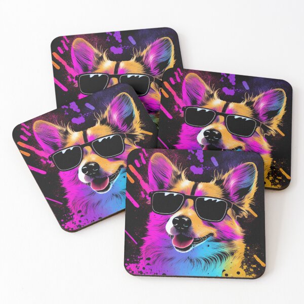 Item preview, Cute Corgi Artwork in 80's Retrowave, Synthwave Style, Dog Art, Pet designed and sold by SnorbelDesign.