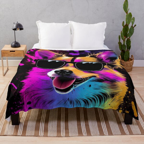 Item preview, Cute Corgi Artwork in 80's Retrowave, Synthwave Style, Dog Art, Pet designed and sold by SnorbelDesign.