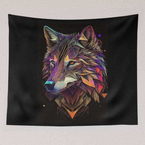 Item preview, Magical Wolf God Geometric art designed and sold by Visual-wallart.
