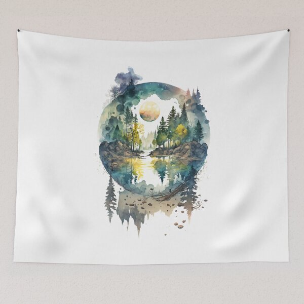 Item preview, Mountain lake surrounded with trees designed and sold by SMCLN.