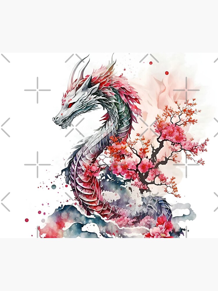 Disover Watercolor dragon Shower Curtain