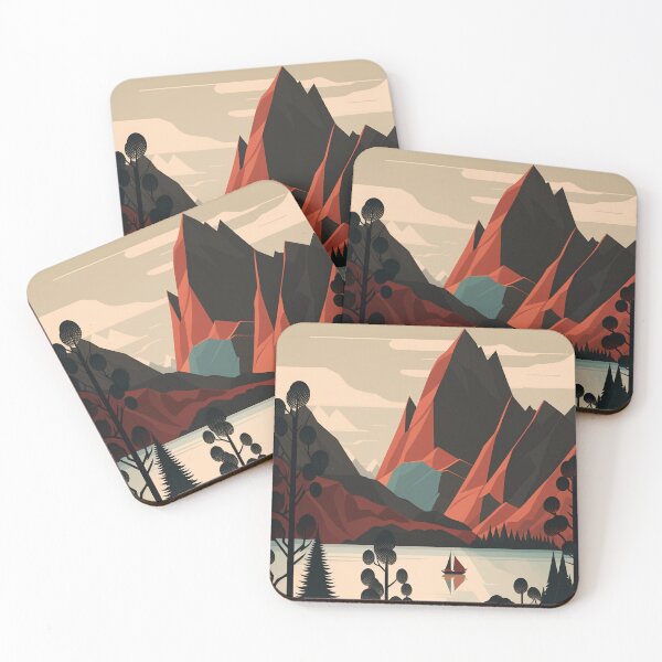Item preview, Simplified Geometric Norway Fall Landscape Illustration designed and sold by Frozen Memories Studio.