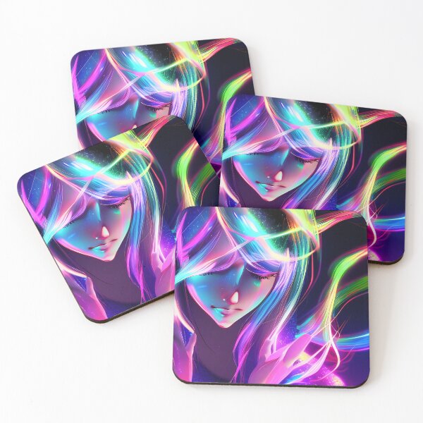 Item preview, Girl portrait in laser shadow - hologram style designed and sold by Dalive.