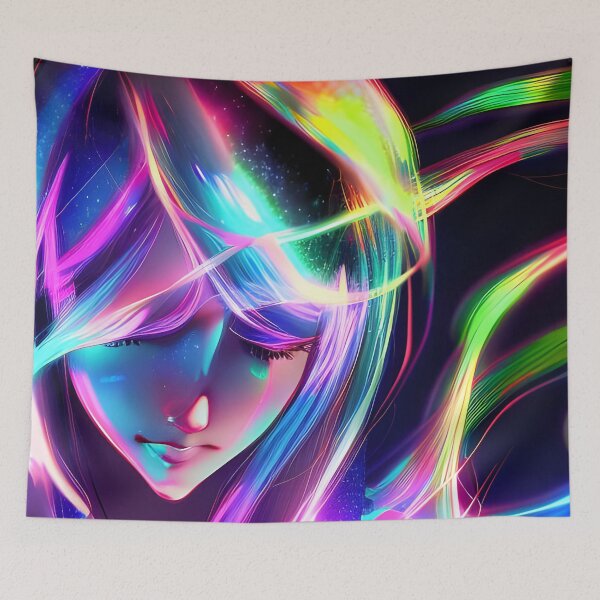Item preview, Girl portrait in laser shadow - hologram style designed and sold by Dalive.