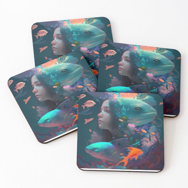 Item preview,  a painting of a woman and a fish designed and sold by Denzel002.