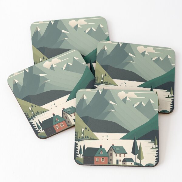 Item preview, Simplified Geometric Norway Spring Landscape Illustration designed and sold by Frozen Memories Studio.