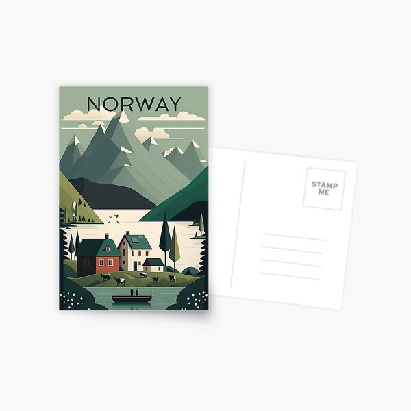Item preview, Simplified Geometric Norway Spring Landscape Illustration designed and sold by Frozen Memories Studio.