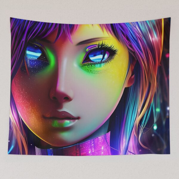 Item preview, Manga Girl with Big Eyes - Hologram Style designed and sold by Dalive.