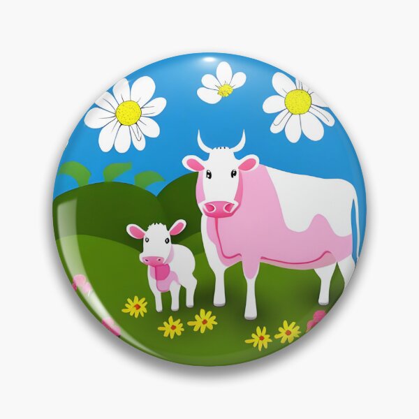 Item preview, Mama and baby pink and white cows designed and sold by Wyman Brent.