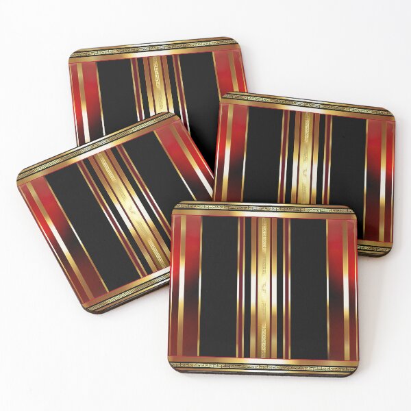 Item preview, Greek Key Red Black Gold Striped designed and sold by Yiorgos Designs.